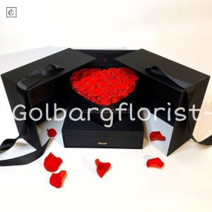 باكس سورپرايزی قلبی رز هلندی ممتاز گلبرگ فلوریست
