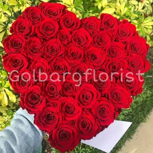 باکس قلب رز هلندی گلبرگ فلوریست