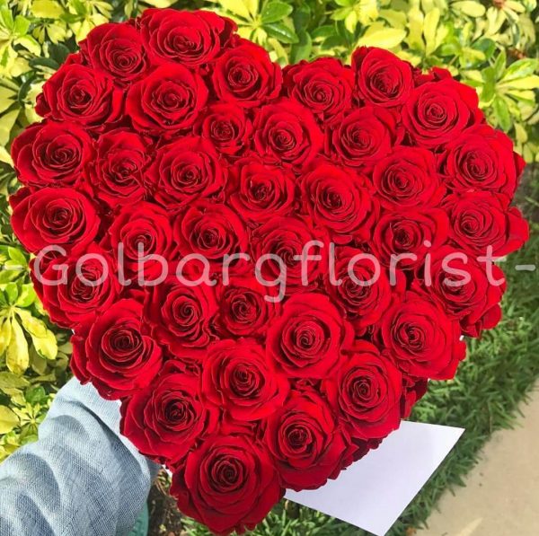 باکس قلب رز هلندی گلبرگ فلوریست