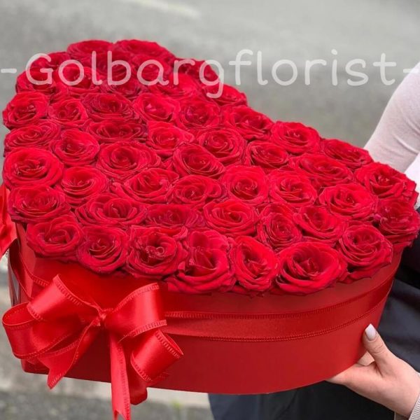 باکس قلب رز هلندی گلبرگ فلوریست
