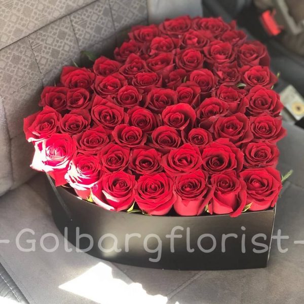 باکس قلب رز هلندی گلبرگ فلوریست