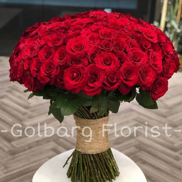 دسته گل رز هلندی کنف پیچ گلبرگ فلوریست